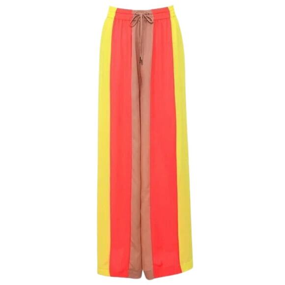 House of CB NWT Margot Yellow Neon Coral Semi Sheer Pants XS - Picture 3 of 11